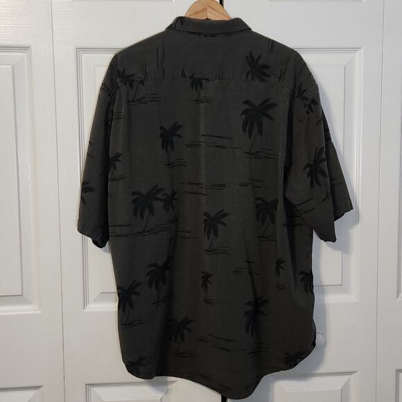 Cabela's Men's Gray Hawaiian Button Front Camp Shirt Size XL Collar Pocket - Picture 2 of 11